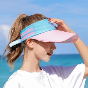 Summer sun visor hat for women, retractable empty top beach cap with anti-uv protection.