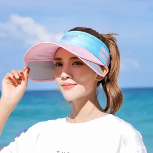 Women retractable sun visor hat summer outdoor beach UV protection empty top cap