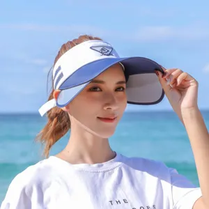 Retractable sun visor hat detail view, featuring double brim design for outdoor summer UV protection.