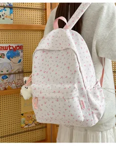 Sweet floral fabric backpack for daily student travel, school and casual outdoor outings.