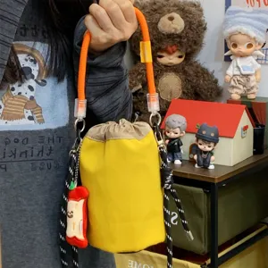 Outdoor functional phone shoulder bag with vibrant color block design and stylish rope straps.