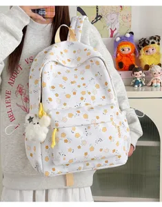 Sweet floral fabric backpack for women, casual cute daily daypack, aesthetic school bookbag.