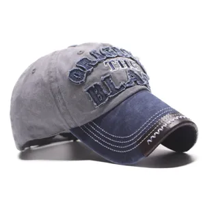 Casquette de baseball en denim lavé avec broderie, chapeau de soleil élégant et décontracté.