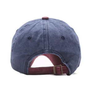 Casquette de baseball en jean lavé vue arrière détaillée, sangle réglable en métal.