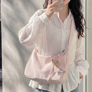 Women PU Leather Crossbody Shoulder Bag Cute Bear Pendant Casual Commute Satchel Handbag Daily Fashion Purse