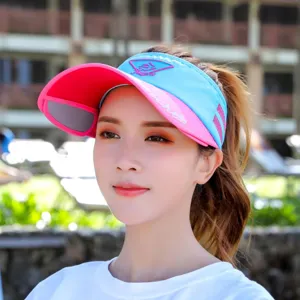 Summer retractable sun visor hat, UV protection empty top cap for outdoor sports women.
