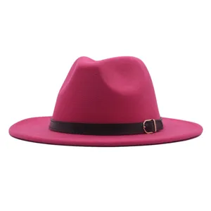 Unisex Wollfilz Fedora Hut mit Ledergürtel und MetallSchnalle, stilvoller Herbst Winter Hut.