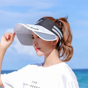 Women retractable sun visor hat summer outdoor beach anti-uv empty top cap sports hat