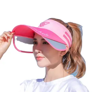 Women summer empty top sun visor hat outdoor UV protection adjustable anti-uv cap main view