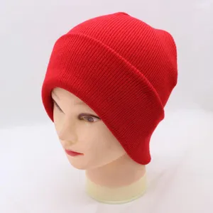 Plain red knitted beanie winter warm woolen hat for men and women casual fashion streetwear