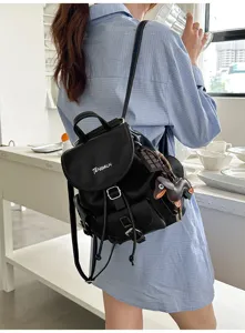 American vintage women backpack 2026 new fashion campus style commuting leather school bag detail
