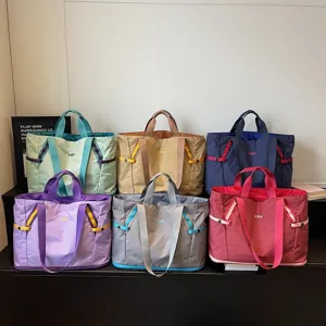 Sac Cabas Grande Capacité Femme Décontracté Carreaux Voyage Rangement Sac à Main Mode Minimaliste Urbain Tissu