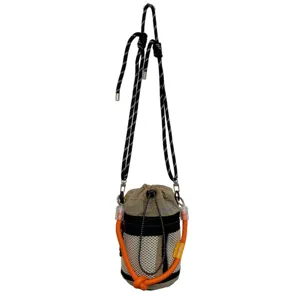 Outdoor functional nylon cross-body phone bag, stylish color block design with mesh pocket.