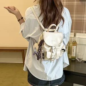 American vintage leather backpack for women, casual college style casual commuter school bag