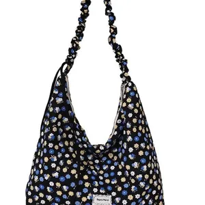 Floral print hobo shoulder bag for women casual daily commuter cloth crossbody bag