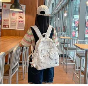 Casual travel lightweight cute star pattern backpack for daily school and outdoor activities.