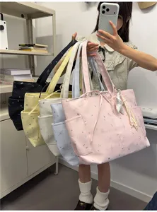 Women Celestial Print Tote Bag Casual PU Leather Shoulder Bag Large Capacity Commuter Handbag