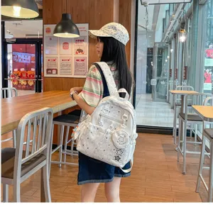 Japanese style casual travel lightweight versatile star print backpack for girls school daily use