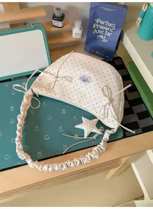 Sweet polka dot bow shoulder bag stylish casual crescent crossbody bag for daily use