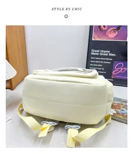 Light yellow student casual backpack lightweight commuter daypack with transparent window