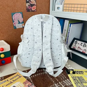 Grey star pattern school backpack, lightweight casual daypack for daily travel and outdoor.
