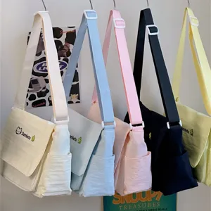 Cute Japanese ins style canvas messenger bag for women student school cross body bag