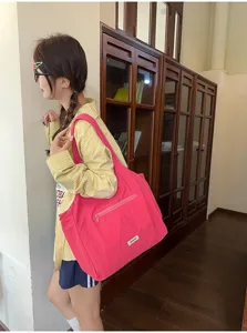 Roze casual shopper tas met ritsvak, minimalistische dagelijkse schoudertas voor dames