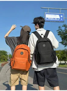 Minimalist nylon student backpack for daily use, spacious and stylish casual school bag.