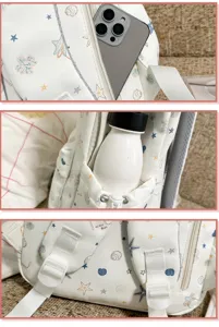 Zaino casual leggero in stile coreano con stampa di stelle e conchiglie per ragazze.