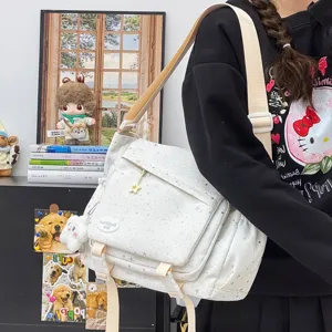 Lässige Sternen-Canvas-Umhängetasche für den täglichen Weg zur Arbeit und Schule.