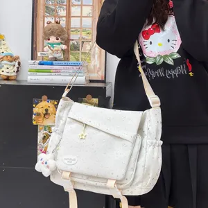 Weiße Sternenmuster Segeltuch Umhängetasche für Damen, süße Studenten Pendler Tasche.