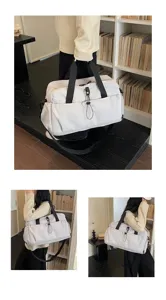 Large capacity casual travel shoulder bag for men and women, multi-functional sports gym duffel.