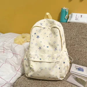 Zaino in tela carino con stampa stella conchiglia borsa scolastica casual viaggio giornaliero donna