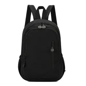 Waterproof casual black backpack for women, large capacity travel school computer bag.