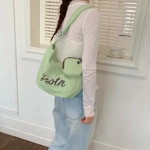 Summer dopamine letter color-contrast energetic girl shoulder bag for daily casual travel.