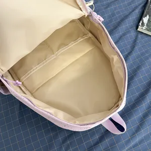 Carino zaino viola con stampa di stelle, zainetto casual da donna leggero con tasche interne.