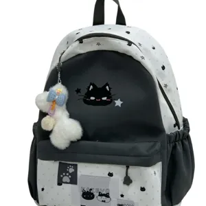 2026 New Student Large Capacity Polka Dot Cat Backpack Cute Cartoon School Bag for College