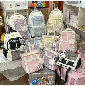 Mochila ita transparente bonita japonesa lunares bolso bandolera gran capacidad viaje