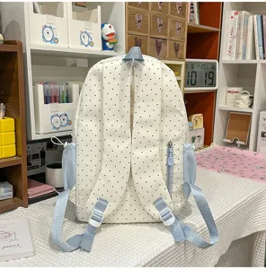 Mochila con lunares estilo japonés lindo gran capacidad bolso escolar de estudiante viaje