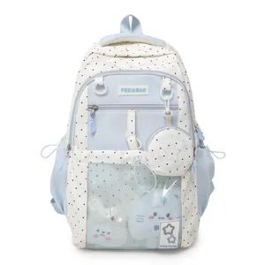 Mochila ita transparente linda para mujeres y estudiantes, gran bolso escolar de lunares.