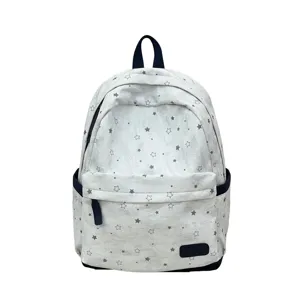 Casual grey star backpack for students, large capacity stylish school bag for daily travel.
