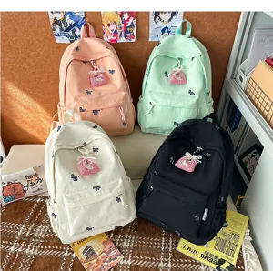 Cute embroidered school backpack casual lightweight bookbag for students teens daily travel