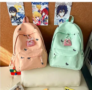 Cute embroidery canvas school backpack for students lightweight casual daypack for travel