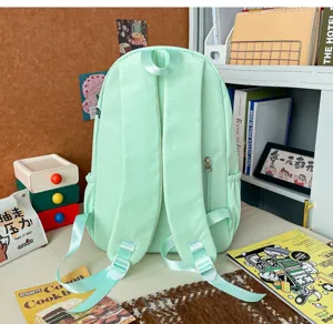 Mint green casual school backpack for students, lightweight dual-strap daypack for daily travel.