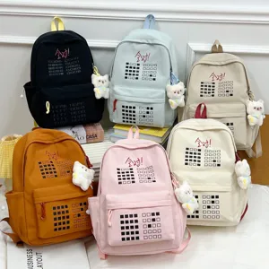 Women Casual Nylon Backpack Youth Campus Anime Cartoon Large Capacity School Bag Breathable Travel Backpack