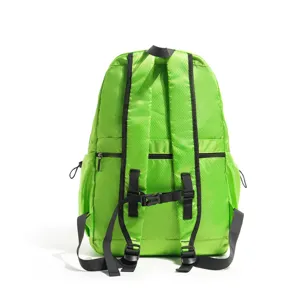 Vibrant green lightweight mountaineering backpack with comfortable shoulder straps for outdoor travel.