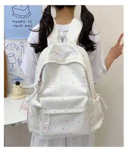 Cute star print school backpack for students, casual daily casual daypack, comfortable.