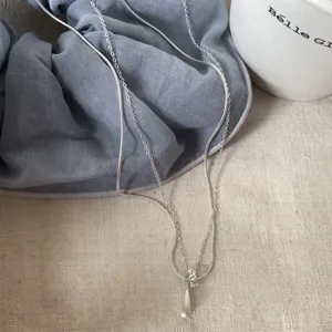 Sweet water-drop double-layer necklace minimalist fashion elegant clavicle chain detail view
