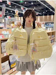 Cute large capacity school backpack for teenage girls stylish casual double shoulder bag.