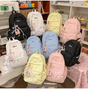 Cute aesthetic school backpack large capacity casual multi-color daily school bag for girls